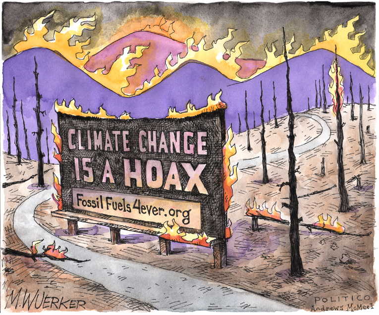 Political/Editorial Cartoon by Matt Wuerker, Politico on Record Fires in California