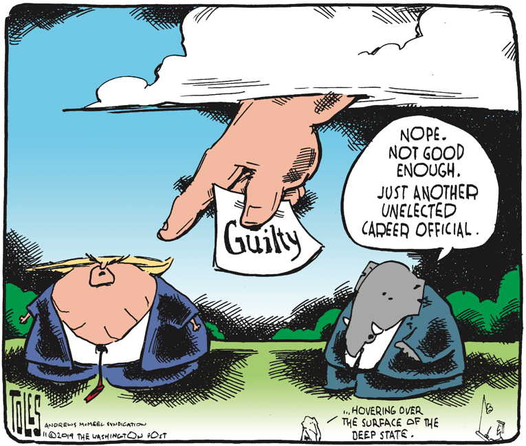 Political/Editorial Cartoon by Tom Toles, Washington Post on Witnesses Testify