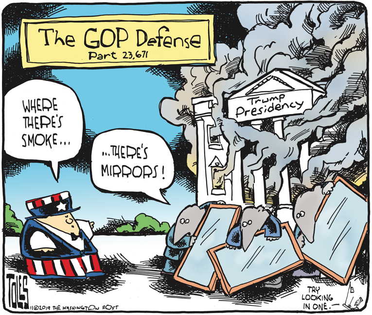 Political/Editorial Cartoon by Tom Toles, Washington Post on Republicans Hold Party Line