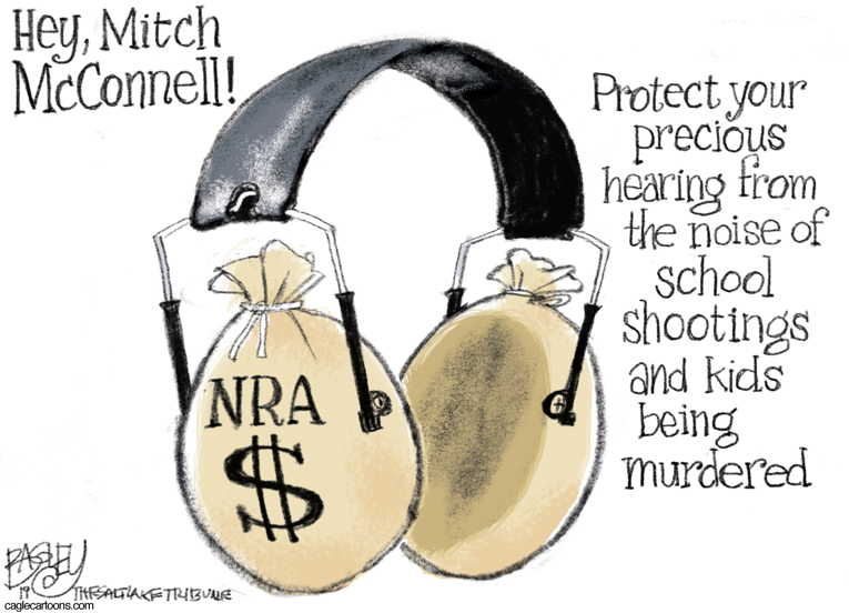 Political/Editorial Cartoon by Pat Bagley, Salt Lake Tribune on Gun Legislation Stalled