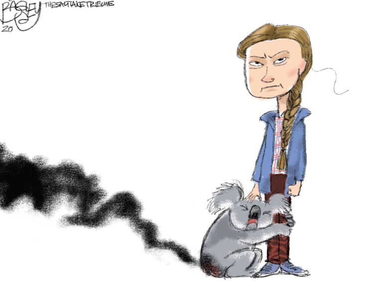 Political/Editorial Cartoon by Pat Bagley, Salt Lake Tribune on Australia Burns