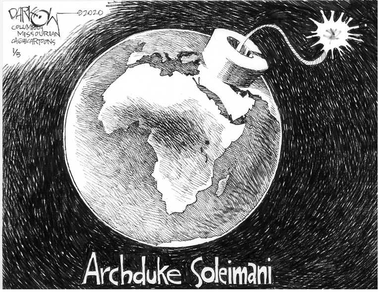 Political/Editorial Cartoon by John Darkow, Columbia Daily Tribune, Missouri on Trump Assassinates Soleimani