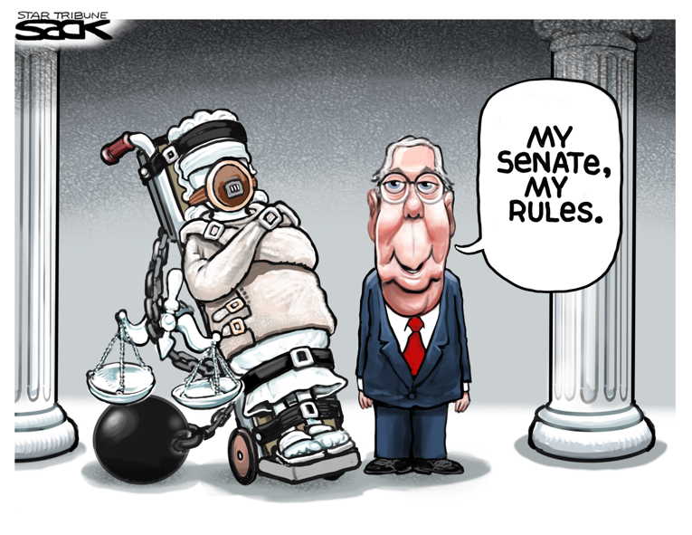 Political/Editorial Cartoon by Steve Sack, Minneapolis Star Tribune on McConnell Sets the Rules