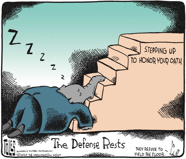 Political/Editorial Cartoon by Tom Toles, Washington Post on GOP Steps Up