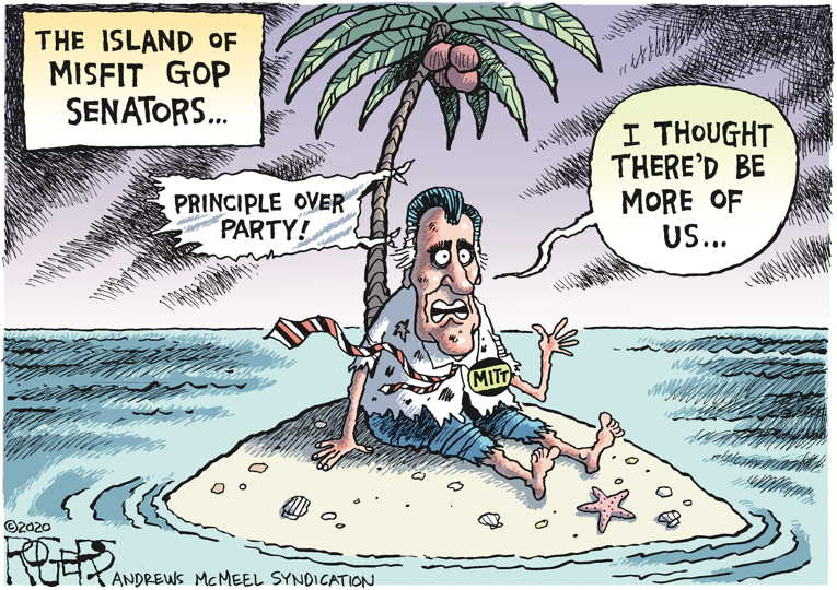 Political/Editorial Cartoon by Rob Rogers on Romney Defies President