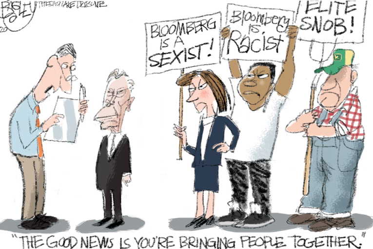 Political/Editorial Cartoon by Pat Bagley, Salt Lake Tribune on Bloomberg Surges in Polls