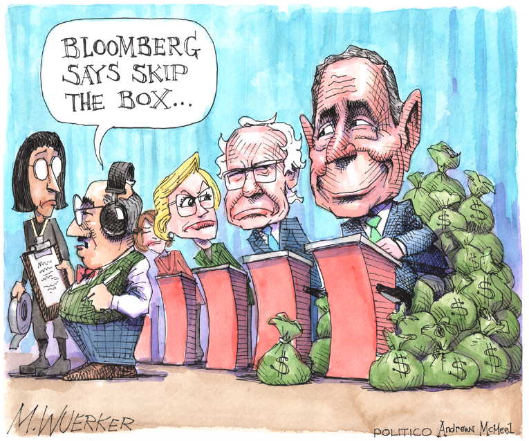 Political/Editorial Cartoon by Matt Wuerker, Politico on Bloomberg Surges in Polls