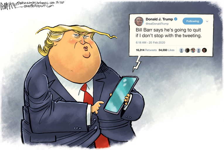 Political/Editorial Cartoon by Rick McKee, The Augusta Chronicle on Barr Claims Discomfort