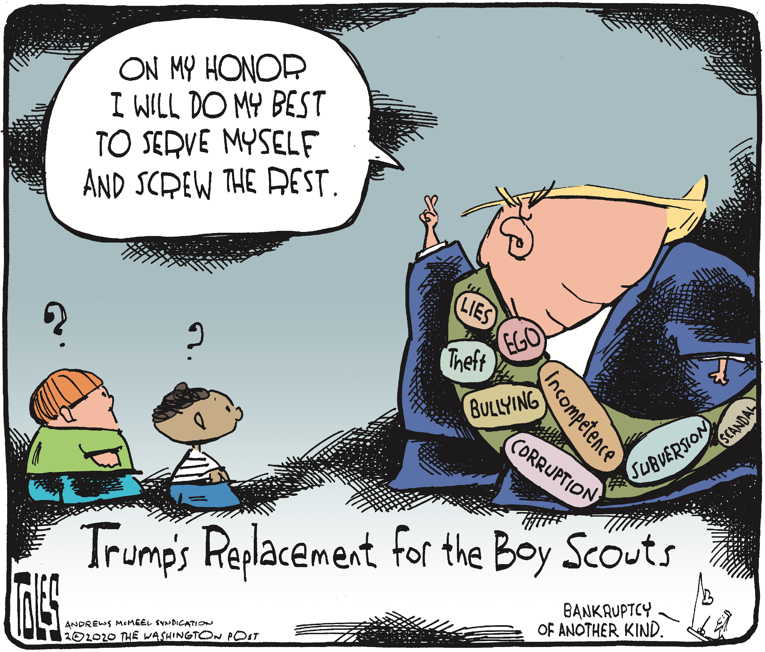 Political/Editorial Cartoon by Tom Toles, Washington Post on Trump Cleaning House