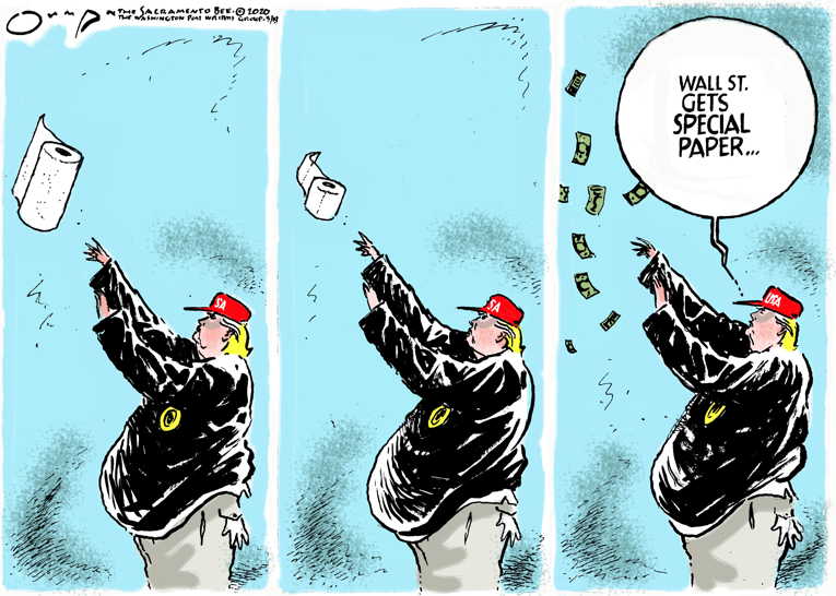 Political/Editorial Cartoon by Jack Ohman, The Oregonian on Market Suffers Record Losses