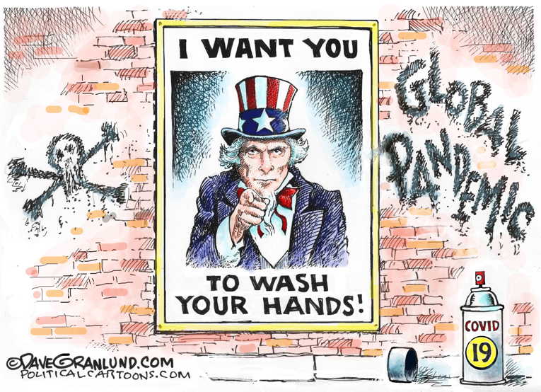 Political/Editorial Cartoon by Dave Granlund on Pandemic Paralyzes U.S.