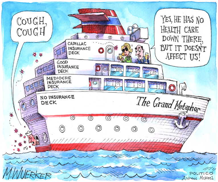 Political/Editorial Cartoon by Matt Wuerker, Politico on Pandemic Paralyzes U.S.