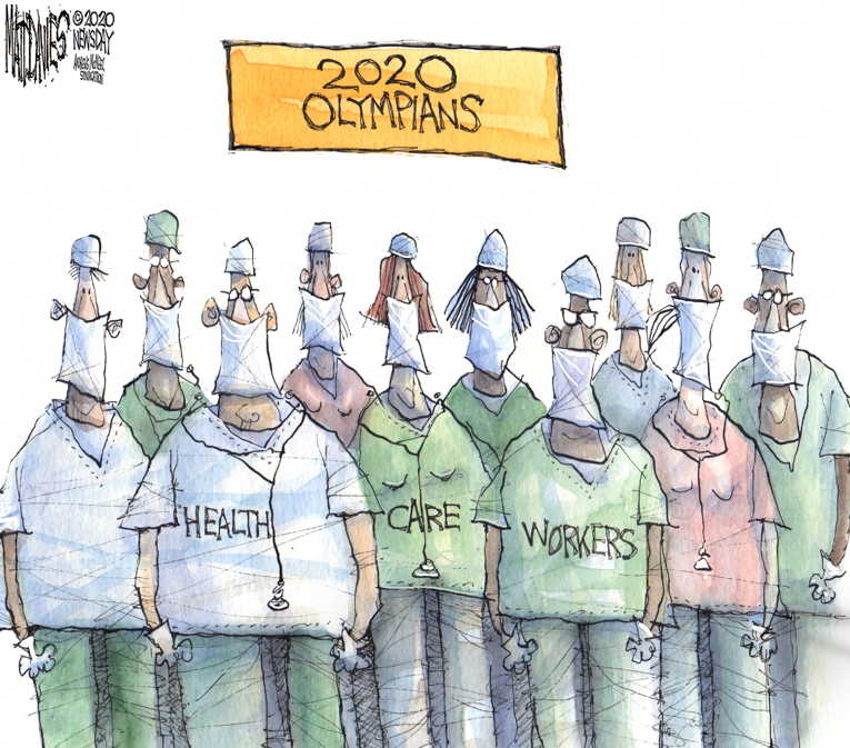 Political/Editorial Cartoon by Matt Davies, Journal News on Hospitals Overwhelmed