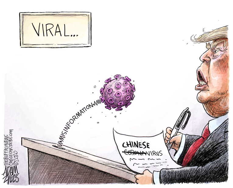 Political/Editorial Cartoon by Adam Zyglis, The Buffalo News on Trump Downplays Pandemic