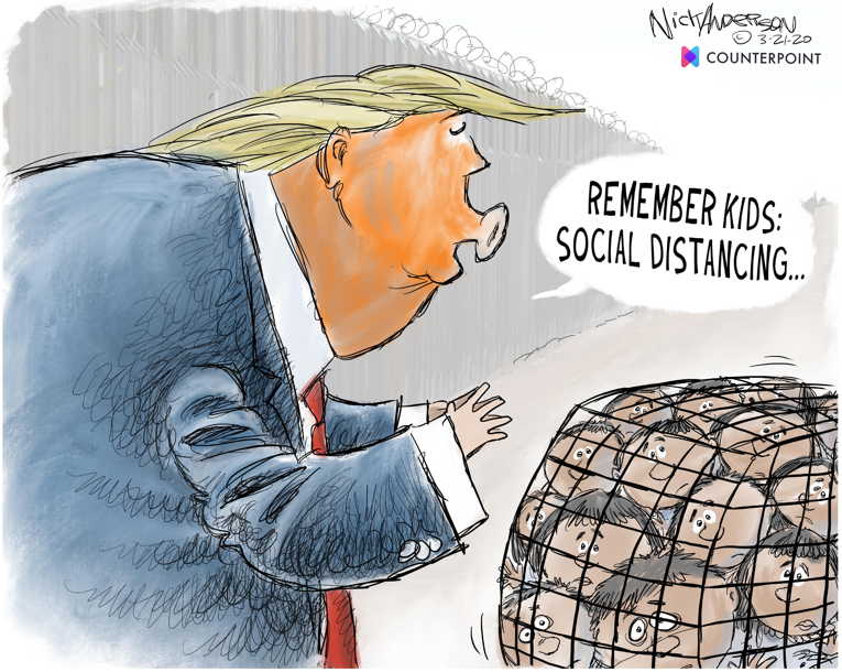 Political/Editorial Cartoon by Nick Anderson, Houston Chronicle on Trump Downplays Pandemic