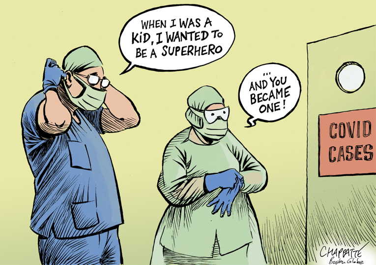 Political/Editorial Cartoon by Patrick Chappatte, International Herald Tribune on Hospitals Exceed Capacity