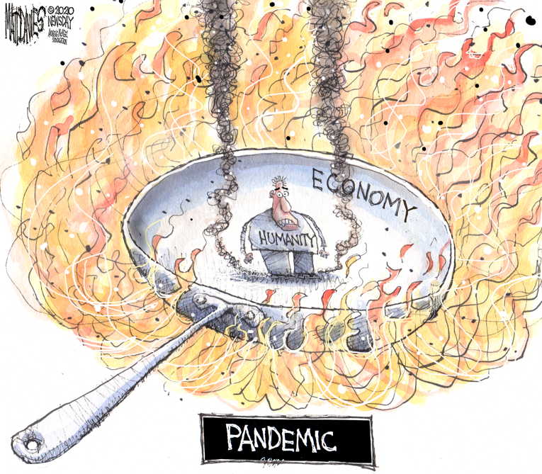 Political/Editorial Cartoon by Matt Davies, Journal News on Americans Adjusting to Pandemic