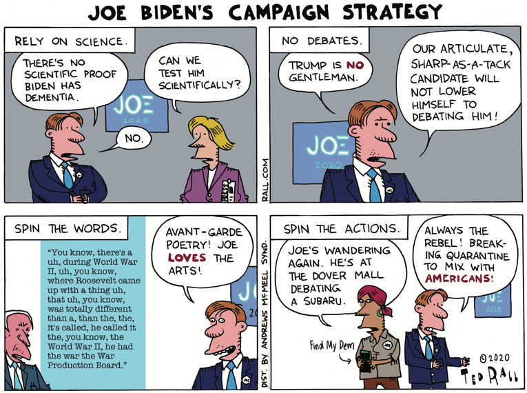 Political/Editorial Cartoon by Ted Rall on Biden Apparently Still Alive