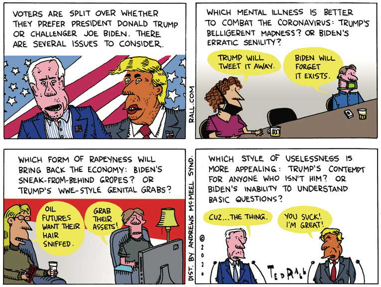 Political/Editorial Cartoon by Ted Rall on Biden Apparently Still Alive