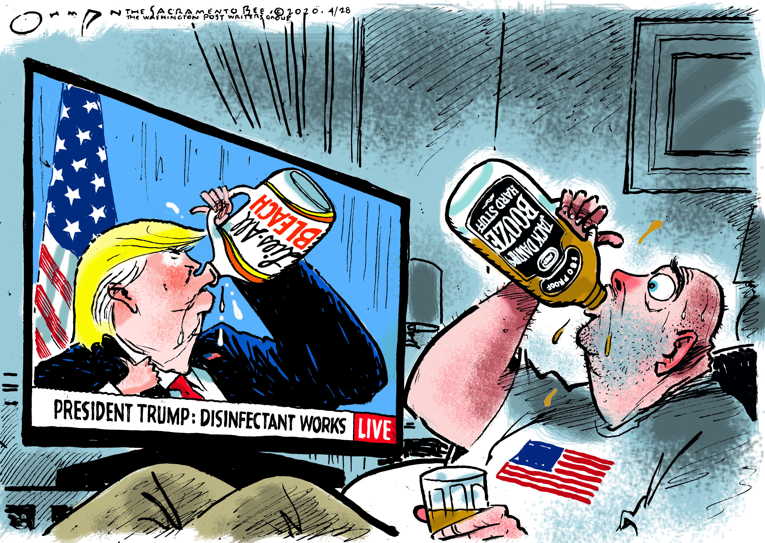 Political/Editorial Cartoon by Jack Ohman, The Oregonian on Trump Goes Full Monty