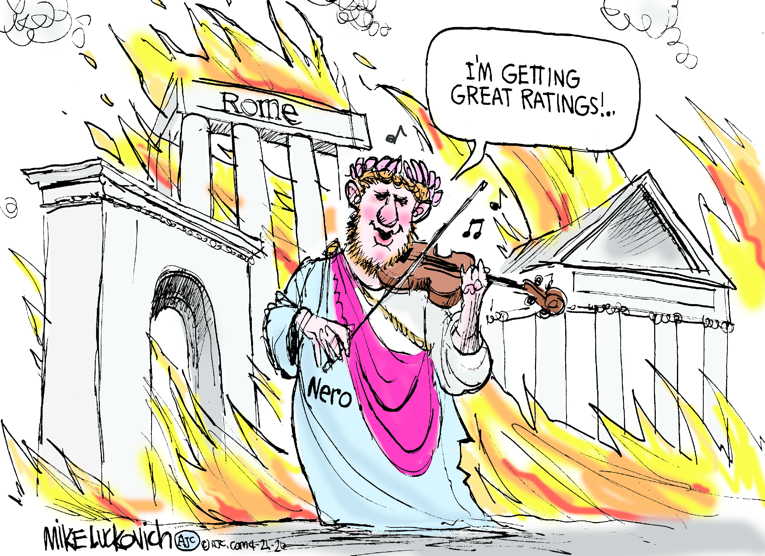 Political/Editorial Cartoon by Mike Luckovich, Atlanta Journal-Constitution on Trump Hears Cries for Help