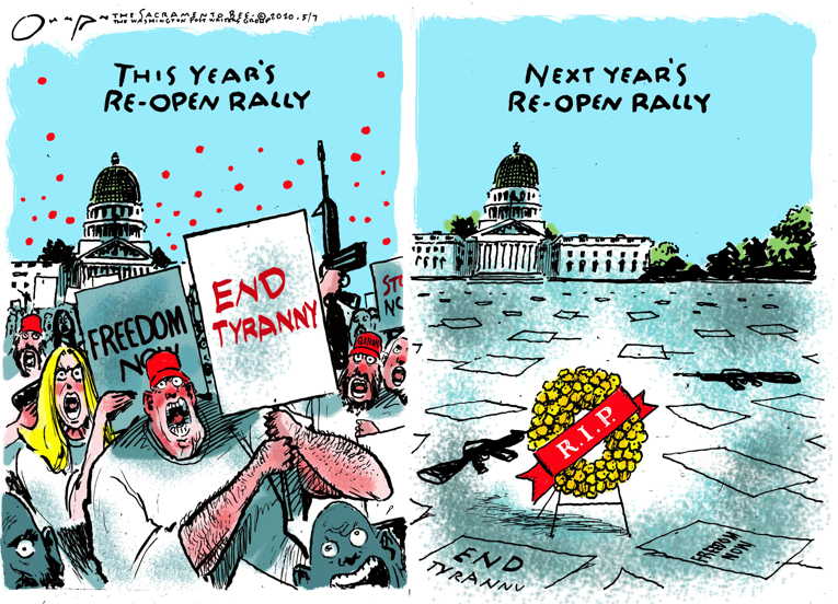 Political/Editorial Cartoon by Jack Ohman, The Oregonian on U.S. Resolve Weakening