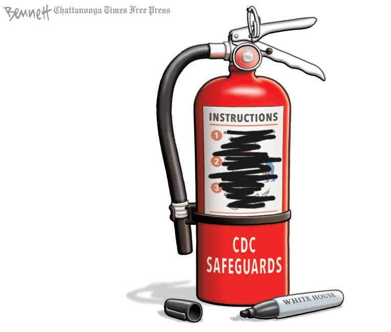 Political/Editorial Cartoon by Clay Bennett, Chattanooga Times Free Press on Many States Reopening