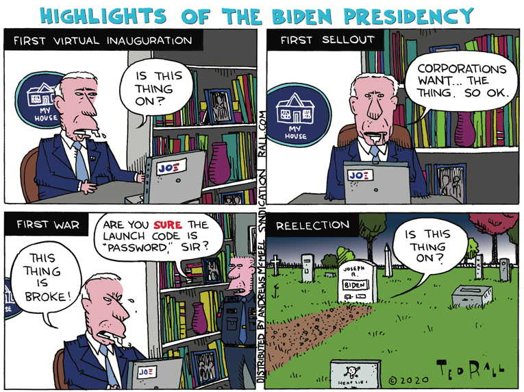 Political/Editorial Cartoon by Ted Rall on Biden Leading in Polls