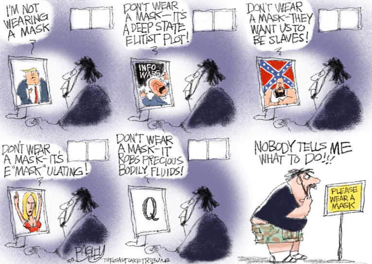 Political/Editorial Cartoon by Pat Bagley, Salt Lake Tribune on America Reopening