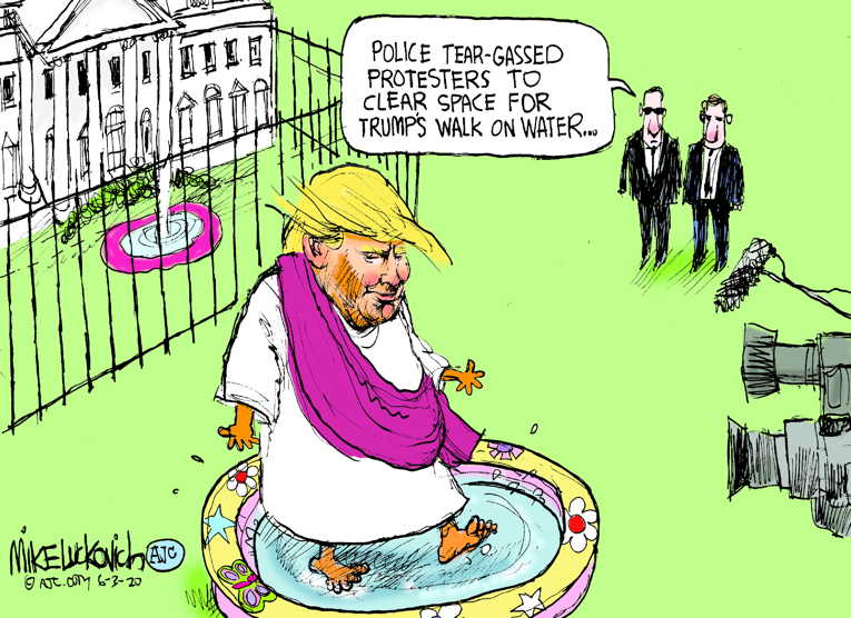 Political/Editorial Cartoon by Mike Luckovich, Atlanta Journal-Constitution on Trump Channels Hitler