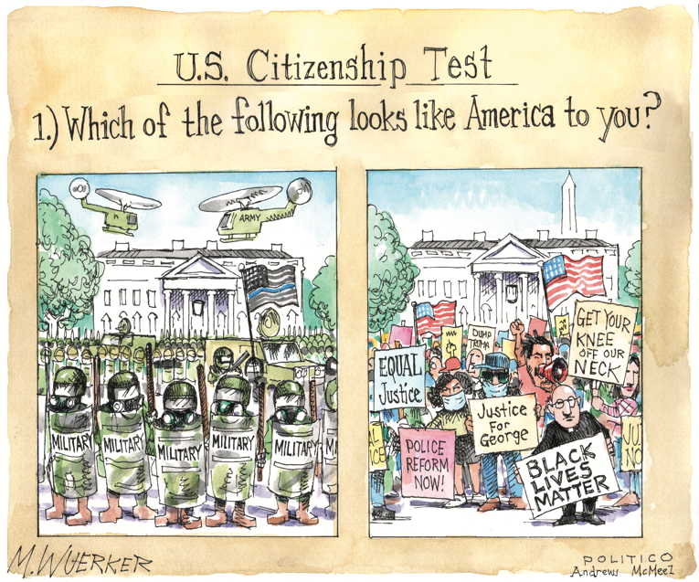 Political/Editorial Cartoon by Matt Wuerker, Politico on Worldwide Protests Continue