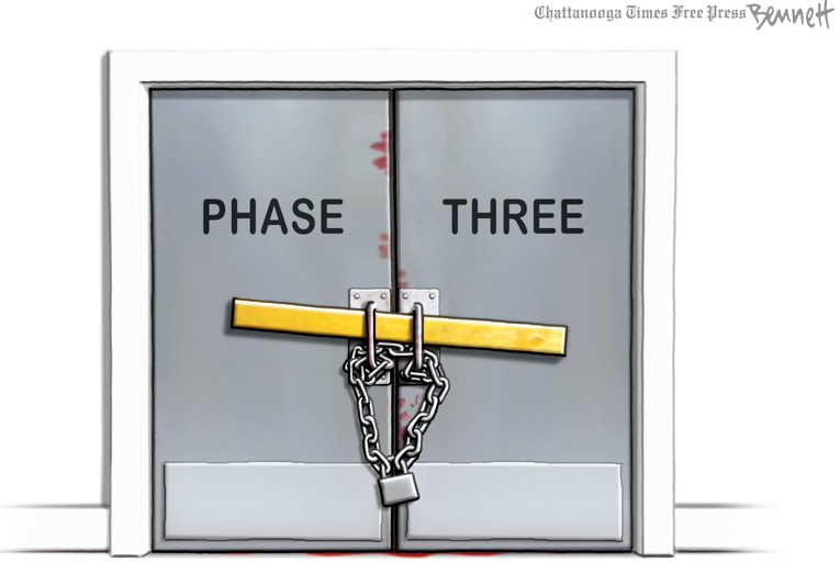 Political/Editorial Cartoon by Clay Bennett, Chattanooga Times Free Press on Covid-19 Cases Rising