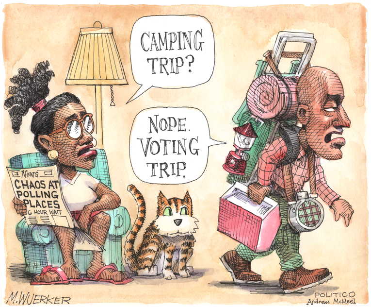 Political/Editorial Cartoon by Matt Wuerker, Politico on Georgia Successfully Suppresses Vote