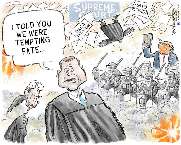 Political/Editorial Cartoon by Nick Anderson, Houston Chronicle on SCOTUS Enrages Conservatives