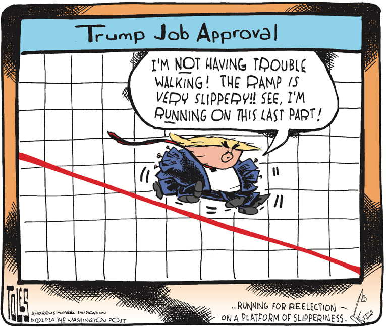 Political/Editorial Cartoon by Tom Toles, Washington Post on Trump Rallies in Tulsa