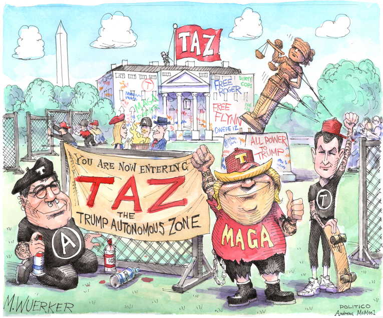 Political/Editorial Cartoon by Matt Wuerker, Politico on Trump Restarts Campaign