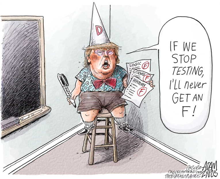 Political/Editorial Cartoon by Adam Zyglis, The Buffalo News on President Bemoans Testing