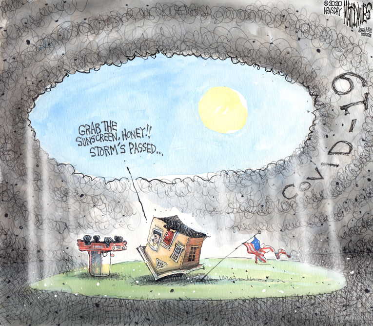 Political/Editorial Cartoon by Matt Davies, Journal News on Covid Cases Surging