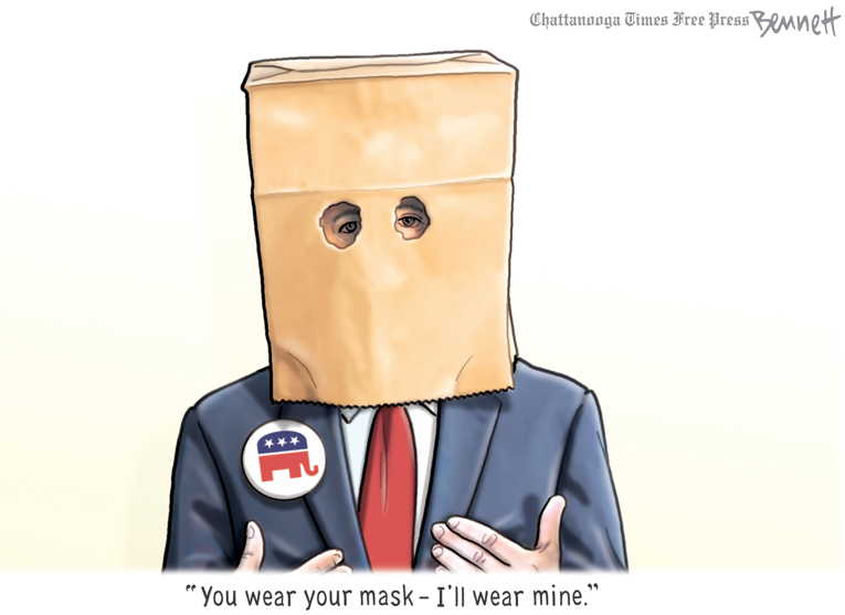 Political/Editorial Cartoon by Clay Bennett, Chattanooga Times Free Press on COVID-19 Cases Soaring