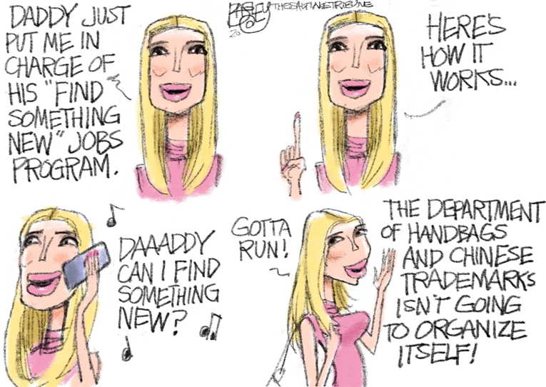 Political/Editorial Cartoon by Pat Bagley, Salt Lake Tribune on Ivanka Pimps Beans