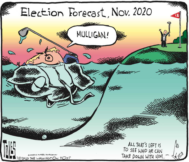 Political/Editorial Cartoon by Tom Toles, Washington Post on Joe Biden Widens Lead