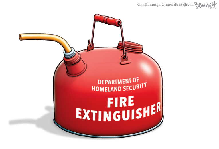 Political/Editorial Cartoon by Clay Bennett, Chattanooga Times Free Press on “A Beautiful Job”