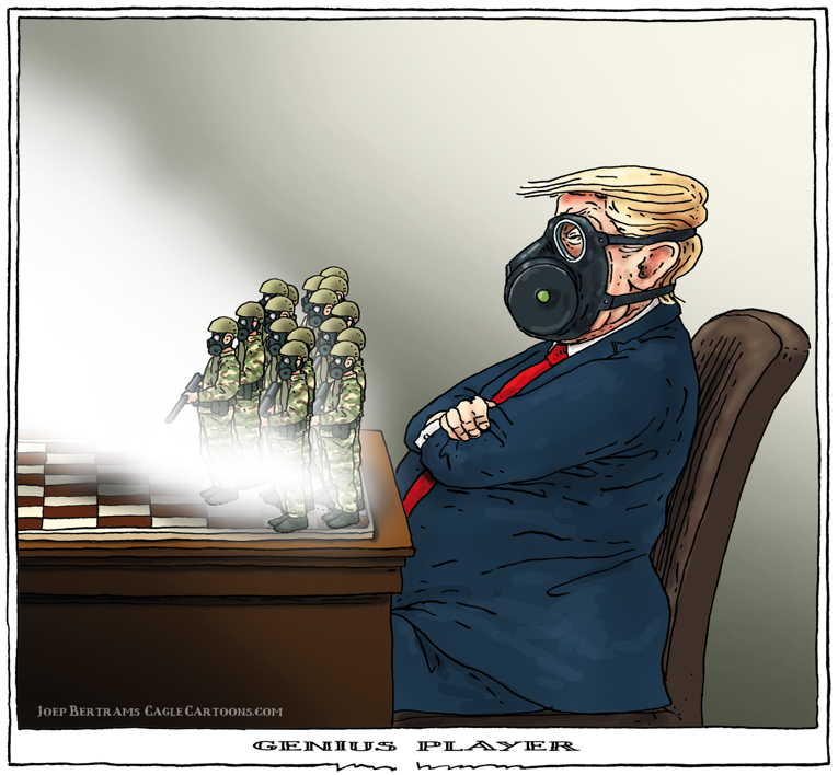 Political/Editorial Cartoon by Joep Bertrams, Het Parool, Amsterdam, Netherlands on President Tired of Winning