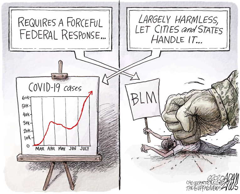 Political/Editorial Cartoon by Adam Zyglis, The Buffalo News on President Pushes Reopening