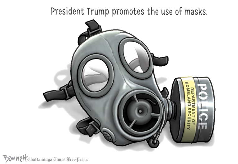 Political/Editorial Cartoon by Clay Bennett, Chattanooga Times Free Press on President Pushes Reopening