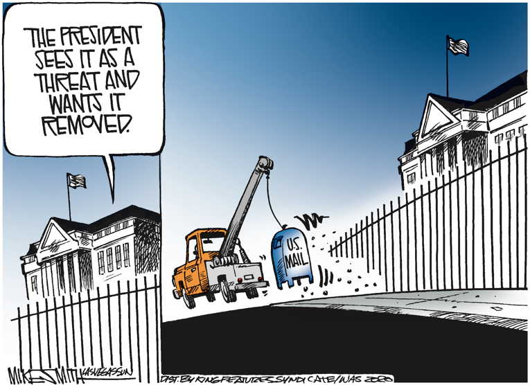 Political/Editorial Cartoon by Mike Smith, Las Vegas Sun on Trump Lauds President