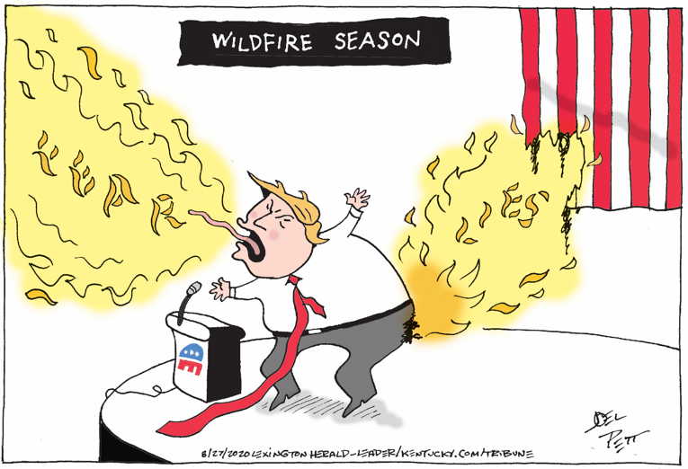 Political/Editorial Cartoon by Joel Pett, Lexington Herald-Leader, CWS/CartoonArts Intl. on Republicans Blast Trump’s America