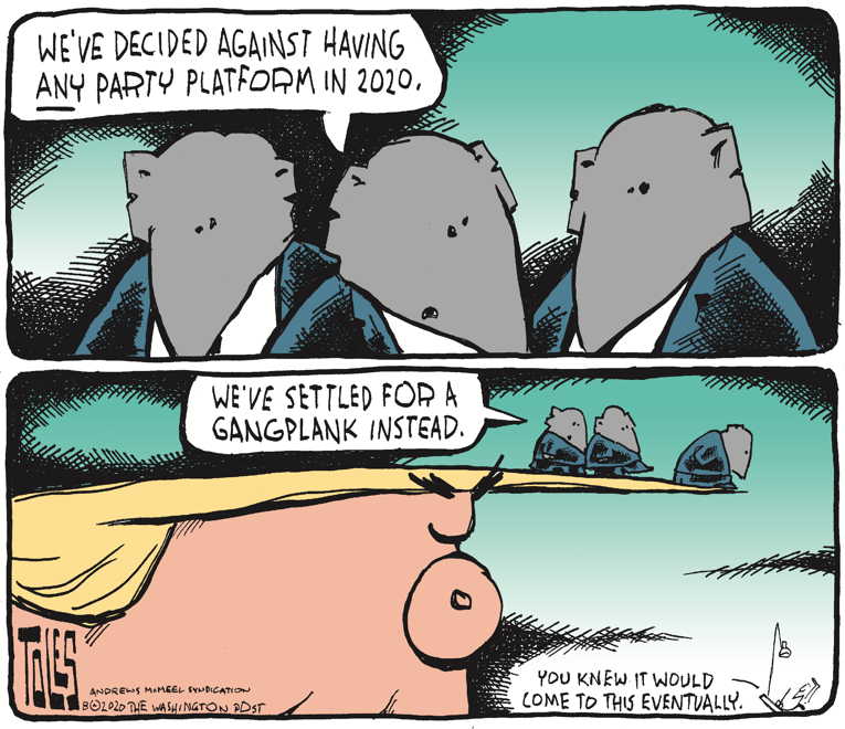 Political/Editorial Cartoon by Tom Toles, Washington Post on Republicans Blast Trump’s America