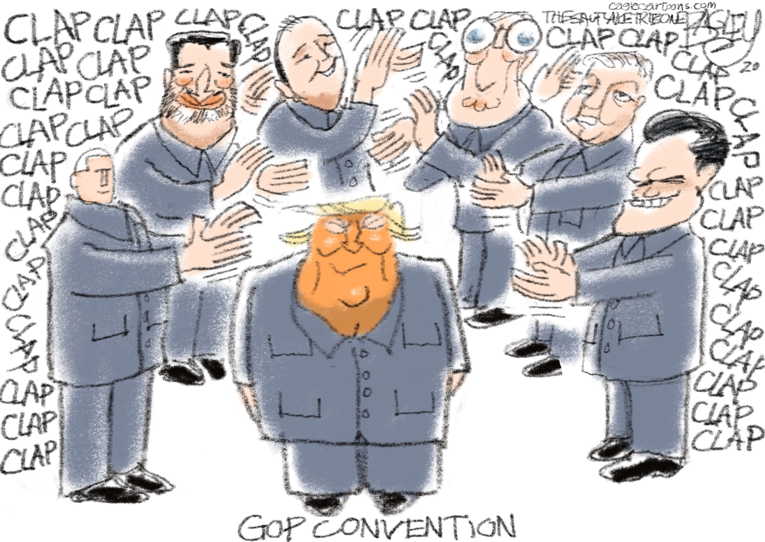 Political/Editorial Cartoon by Pat Bagley, Salt Lake Tribune on Republicans Blast Trump’s America