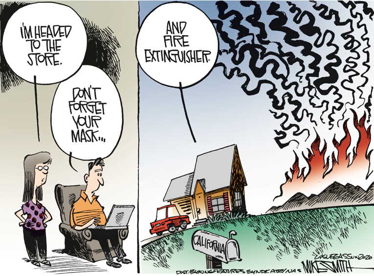 Political/Editorial Cartoon by Mike Smith, Las Vegas Sun on Climate Change Accelerates